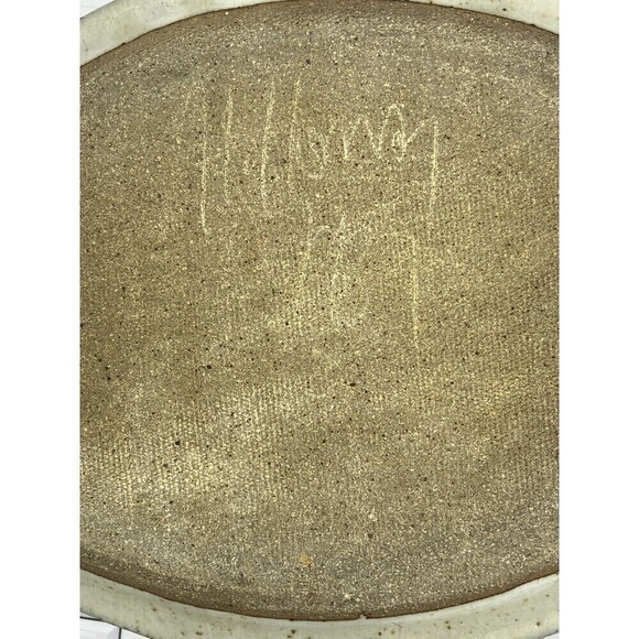 Vintage 1987 Studio Art Pottery Stoneware Tray Japanese Style Salt Glaze Signed - Picture 12 of 14